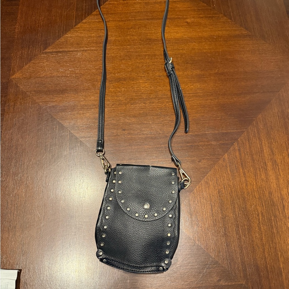 Black Studded Leather Crossbody Bag